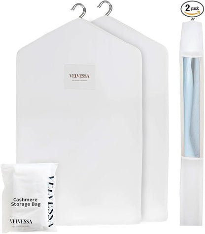 Premium 40” Cotton Garment Bag for Hanging Clothes and Storage | Breathable Hanging Garment Bag for Full- Dresses, Fur Coats, Gowns, and More - Clothing Bags for Hanging Clothes (PACK OF 2, 40 INCHES)