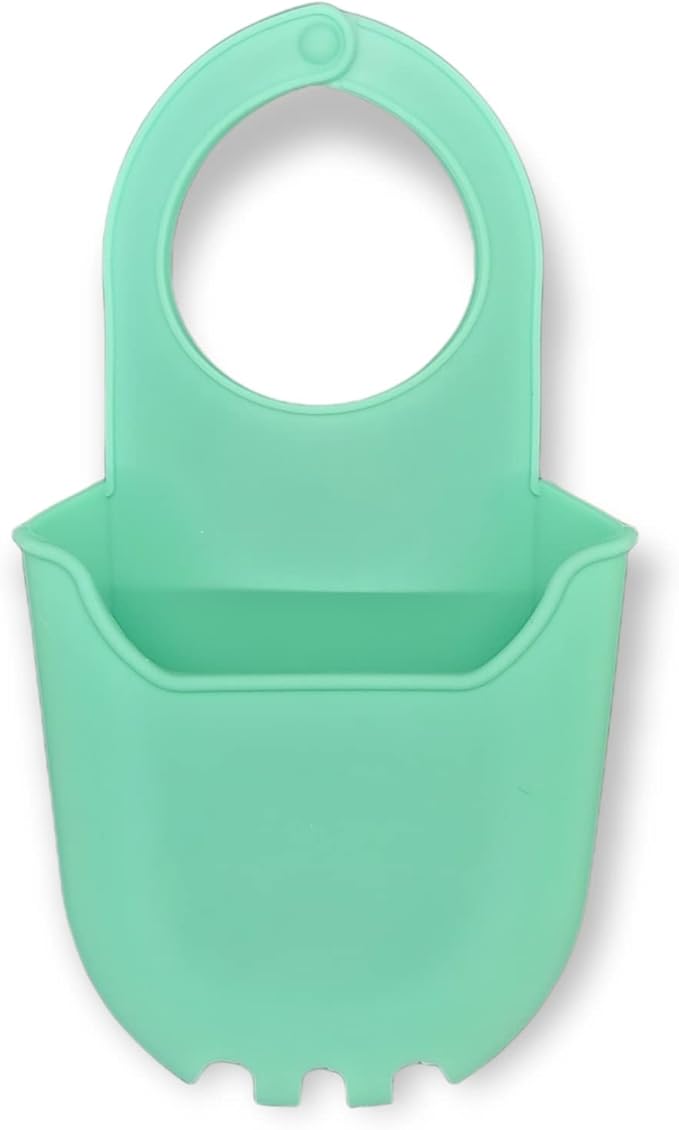 Handy Housewares Hanging Silicone Sink Caddy - for Kitchen or Bath, Hangs from Faucet, Helps Dry Sponges, Loofahs, Razors, Soap (1 Pack, Pastel Green)