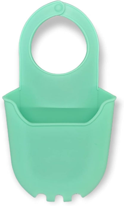 Handy Housewares Hanging Silicone Sink Caddy - for Kitchen or Bath, Hangs from Faucet, Helps Dry Sponges, Loofahs, Razors, Soap (1 Pack, Pastel Green)