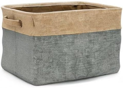 Sorbus Premium Fabric Storage Cubes 15 Inch- Big Sturdy Collapsible Storage Bins with Dual Handle- Foldable Baskets for Organizing- Decorative Cube Storage Bins for Home & Office Use- 3 Pack| Grey/Tan