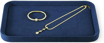 Yinbeini Jewelry Display, Microfiber Valet Tray,Luxury Jewelry Drawer Organizer,Premium Flat Tray,Blue Jewelry Tray