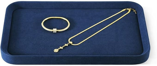 Yinbeini Jewelry Display, Microfiber Valet Tray,Luxury Jewelry Drawer Organizer,Premium Flat Tray,Blue Jewelry Tray