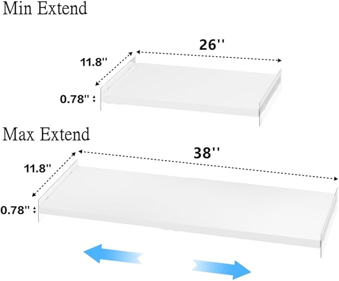 Closet Shelf Organizer, Adjustable Wardrobe Shelves Organizer System, Metal Shelf for Kitchen Cabinet Wardrobe Cupboard 11.8''W