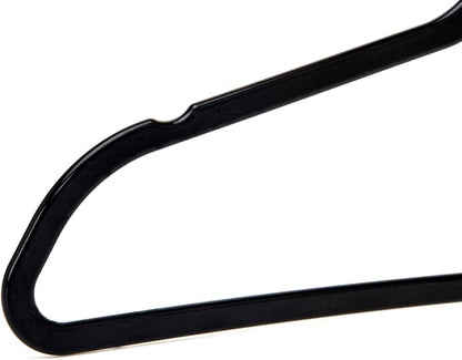 Quality Hangers 200 Pack Plastic Hangers for Clothes - Slim Non-Velvet Hangers with 360° Swivel Chrome Hook & Non Slip Notches - Ideal for Dresses Coats Shirts Jackets & More - Black