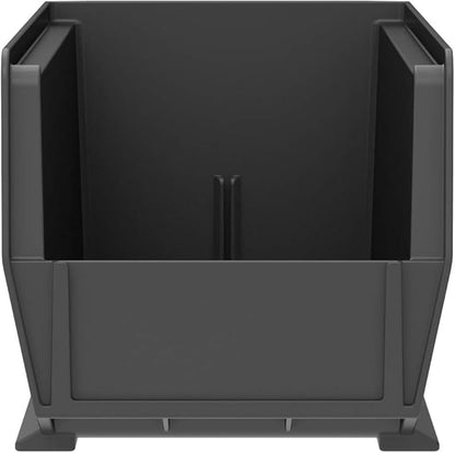 Akro-Mils 30234 AkroBins Plastic Storage Bins, Space-Saving Stackable Bins for Garage, Pantry, Craft Organization, 15" x 5" x 5", Black, 12-Pack