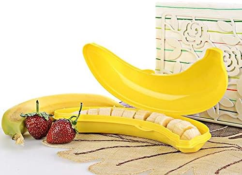 Crystalia Banana Keeper 2 Pack On The Go Outdoor Travel Case - BPA-Free Fruit Protector Portable Banana Holder Cute Carrier Storage Box (Yellow)