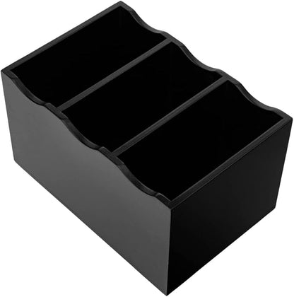 Restaurantware 8.25 x 5.5 x 4.75 Inch Flatware Display 1 Countertop Buffet Utensil Caddy - 3 Compartment For Parties Picnics Homes or Restaurants Black Bamboo Cutlery Holder Upright