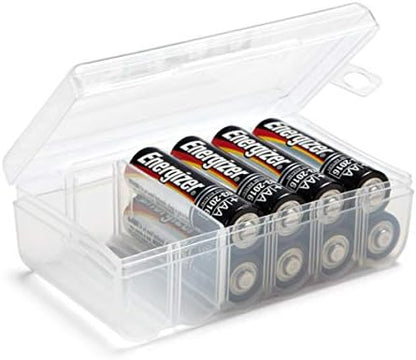 GlossyEnd Set of 4 - Two AA and Two AAA Battery Storage Box, Battery Storage Case, Battery Holder Clear