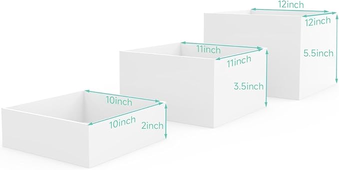 Buffet Risers, White Acrylic Cube for Buffet Table, Display Stand Shelf for Catering Dessert Collectibles Jewelry Figures Show, Food Display Nesting Risers with Hollow Bottoms, Cube, 3Pcs 10"x11"x12"
