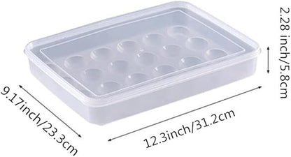 Jilukibo Egg Holder for Refrigerator with Lid, 24 Count Egg Tray Carrier Storage Box for Fridge, Stackable Clear Plastic Egg Container Dispenser Box to Keep Fresh (2 Pack)