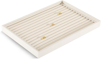 Dansmiy Linen Stackable Ring Ear Studs Display Tray, Premium Rings Storage Tray, Jeweler Shop Counter Showcase Table Top Organizers, Makeup Table Drawer Insert Jewelry Tray
