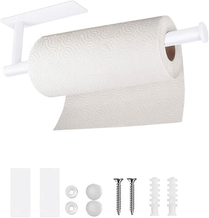 Paper Towel Holder Under Cabinet Wall Mounted Magnetic Paper Kitchen Towel Holder Stainless Steel 13inch White Paper Towel Holder for Bathroom Vanity Storage Organzier