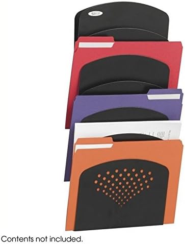 Safco Wall Mounted Literature Organizer, 7 Pocket Rack for Documents Paper Magazines and More, Steel, Black