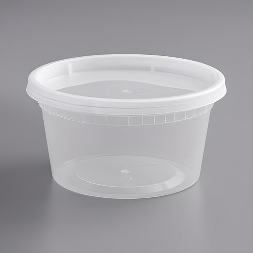 OCS Parts Round Plastic Deli Containers with Lids | Stackable, Microwavable, Freezer and Dishwasher Safe BPA Free Food Prep and Storage Containers (240, Clear, 12 Ounce)