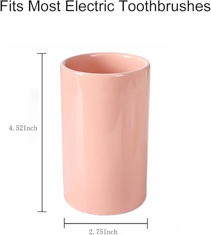 AHCDKKY Ceramic Electric Toothbrush Holder,Bathroom Cup for Toothbrush and Toothpaste Organizer,Bathroom Tooth Brush Holders(300ml,Pink)