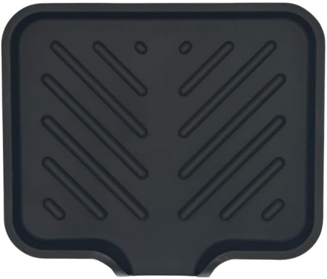 Happitasa Silicone Soap Dish Tray and Sponge Holder with Drain Chute and Feet | 3-Way Sloped Design | Bathroom and Kitchen Sink Organizer Caddy (Black, 5"x4")