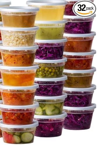 ProTakeOut 12oz [32 set] Heavy Duty Plastic Deli Container | BPA-Free Food Storage with Airtight Leak‑Proof Lids | Microwave, Freezer & Dishwasher Safe – Stackable, Bulk Reusable Soup & Meal Prep Tub