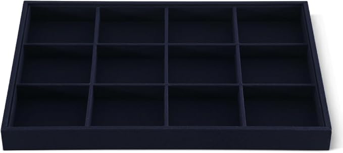 Dansmiy Linen 12 Grid Stackable Bangle Storage Tray, Bracelet Watch Display Tray, Jewelry Shop Counter Showcase Table Top Organizers, Makeup Table Drawer Insert Jewelry Tray