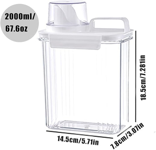 [2 Pack] Laundry Detergent Dispenser for Laundry Room Organization and Storage,2000ml Laundry Soap Dispenser，Liquid Laundry Detergent Dispenser with 4 Removable Labels, BPA Free & Pet Plastic, Clear