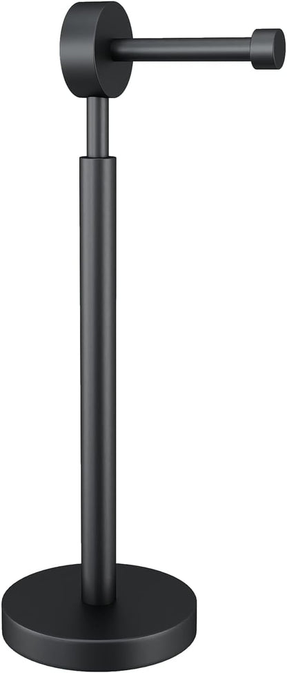 YUMORE Toilet Paper Holder Stand,Freestanding Bathroom Metal Black Matte Tissue Roll Holder for Modern Bathroom