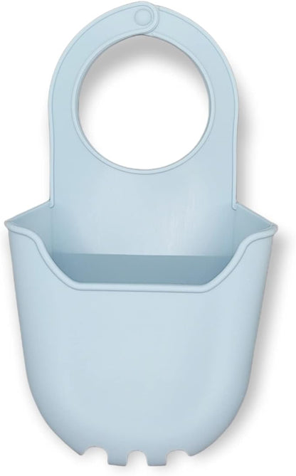Handy Housewares Hanging Silicone Sink Caddy - for Kitchen or Bath, Hangs from Faucet, Helps Dry Sponges, Loofahs, Razors, Soap (1 Pack, Pastel Blue)