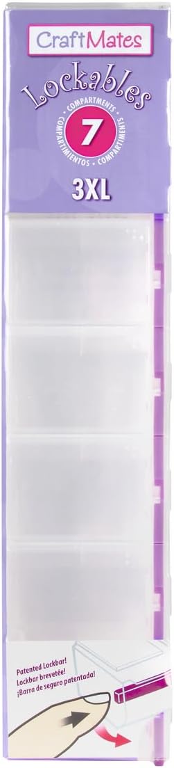 Craft Mates Bead Organizer and Plastic Storage Containers for Crafts, Buttons, Pins and More, 7 Locking Compartments (3XL)
