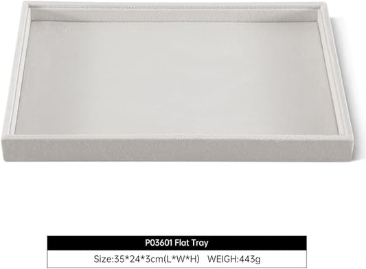 Velvet Stackable Jewelry Display Flat Tray For Ring Earring Necklace Bracelet, Bangle Pendant Storage Blank Plate, Shop Countertop Jewelry Dish Organizer (White)