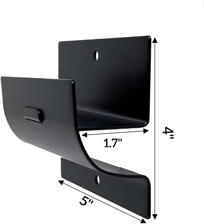 Tetra-Teknica GMH-01 4-in Steel Wall Mount Ladder and Wheelbarrow Hanger, Matte Black