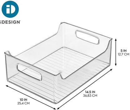 iDesign Stackable Storage Bin with Handles for Pantry or Fridge, Clear, Made in USA