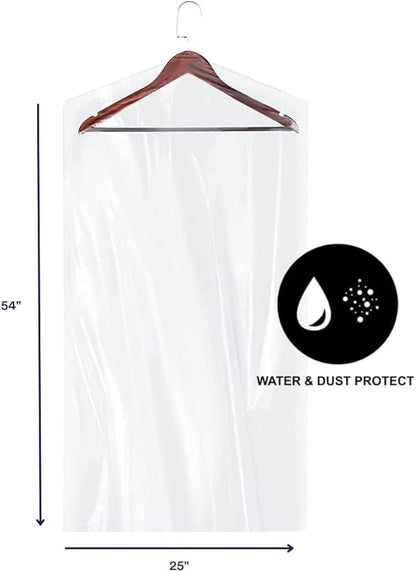 Plasticplace Clear Garment Bags on Roll, Heavy-Duty Plastic Coat Covers, 21” x 7” x 54”, Perforated with Pre-Slit Hanger Holes, Dustproof & Wrinkle-Free Storage, 320 Count Wardrobe Cover 0.65 Mil