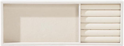Divided Drawer Organizer Tray, Velvet Jewelry Storage Tray, Necklace Bracelet Ring Earring Display Tray,Bedside Nightstand Desk Holder Tray for Phone Watch Sunglasses Cosmetics Storage/Beige/2grid