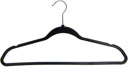 Quality Hangers 200 Pack Plastic Hangers for Clothes - Slim Non-Velvet Hangers with 360° Swivel Chrome Hook & Non Slip Notches - Ideal for Dresses Coats Shirts Jackets & More - Black