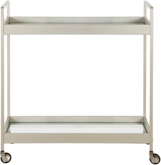 Cooper 33'' Wide Rectangular Bar Cart in Satin Nickel