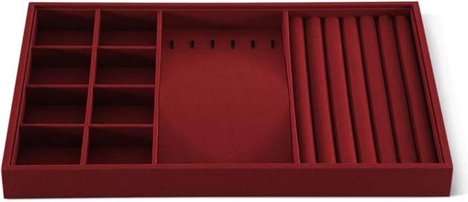 Dansmiy Linen Stackable Multifunctional jewelry Display Tray, Ring Earring Bracelet Necklace Storage Tray, Jewellery Shop Counter Showcase Table Top Organizers, Makeup Table Drawer Insert Jewelry Tray