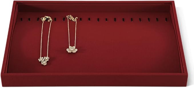 Dansmiy Linen Stackable Bracelet Necklace Storage Tray, Pendant Long Chain Jewelry Display Tray, Jeweler Shop Counter Showcase Table Top Organizers, Makeup Table Drawer Insert Jewelry Tray