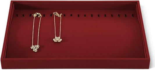 Dansmiy Linen Stackable Bracelet Necklace Storage Tray, Pendant Long Chain Jewelry Display Tray, Jeweler Shop Counter Showcase Table Top Organizers, Makeup Table Drawer Insert Jewelry Tray