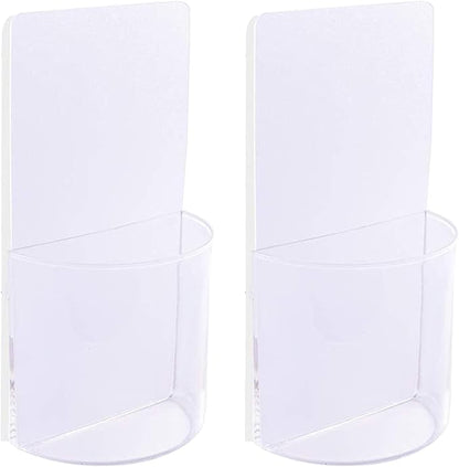 Remote Control Holder Wall Mount Damage-Free 2 pack, Clear Adhesive Remote Holder For Bed Sturdy Storage Box To Hold Remotes Eyeglasses Pen Key For RV,Bedroom,office