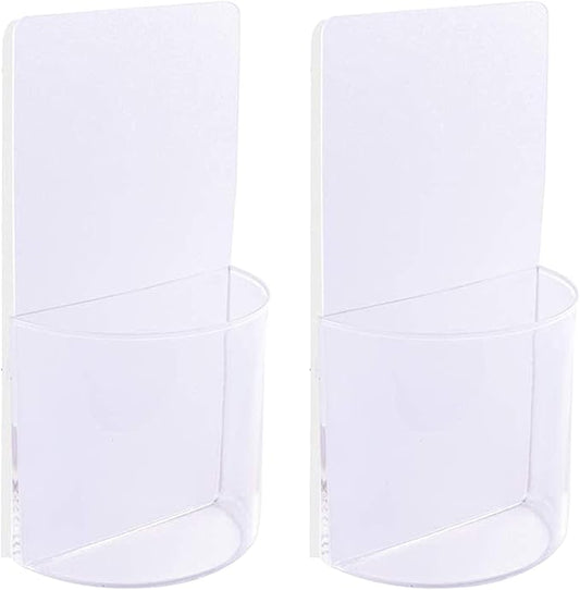 Remote Control Holder Wall Mount Damage-Free 2 pack, Clear Adhesive Remote Holder For Bed Sturdy Storage Box To Hold Remotes Eyeglasses Pen Key For RV,Bedroom,office