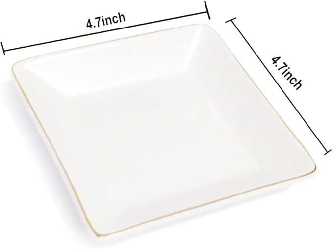 HANKOR Ceramic Jewelry Dish Tray, Decorative Trinket Tray Holder for Ring Earring Key, Gift for Women Girls, 4.7inch, White