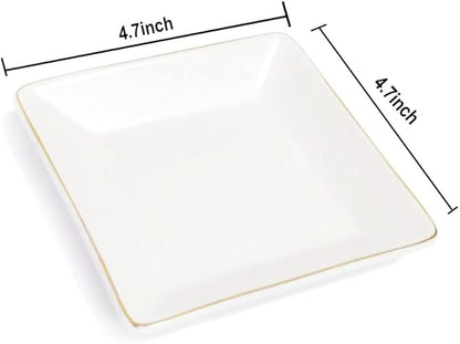 HANKOR Ceramic Jewelry Dish Tray, Decorative Trinket Tray Holder for Ring Earring Key, Gift for Women Girls, 4.7inch, White