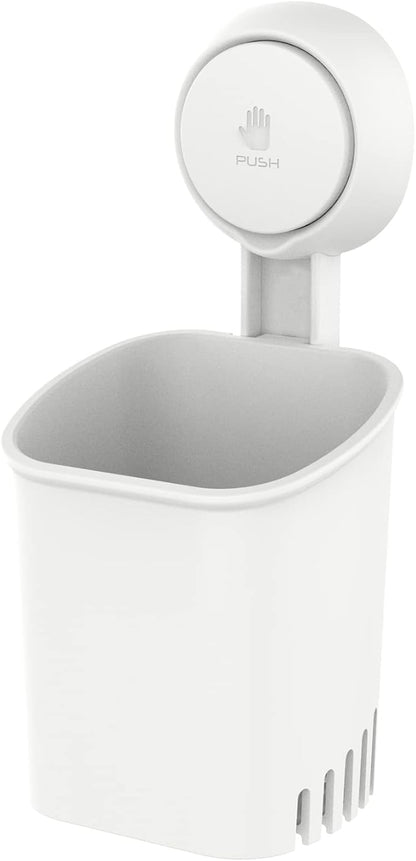 TAILI Suction Toothbrush Holder for Shower Wall, No Nail, No Glue, No Tool! Self-draining Shower Cup for Razor, Toothpaste, Kitchen Tableware, Strong Suction Cup Toothbrush Holders for Bathroom, White