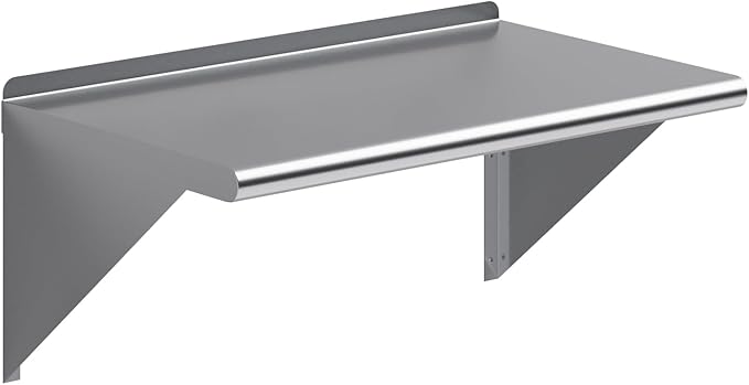 AmGood 30" Long X 18" Deep Stainless Steel Wall Shelf | NSF Certified | Appliance & Equipment Metal Shelving | Kitchen, Restaurant, Garage, Laundry, Utility Room