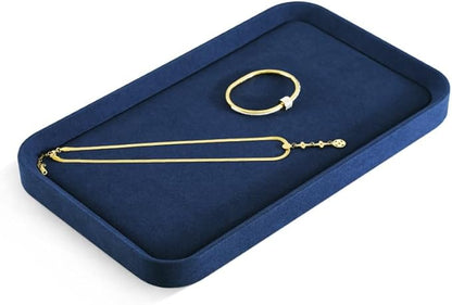 Yinbeini Jewelry Display, Microfiber Valet Tray,Luxury Jewelry Drawer Organizer,Premium Flat Tray,Blue Jewelry Tray
