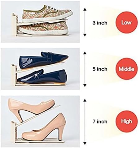 Pack of 12 Slot Organizer Storage - Adjustable 3-Level Height Shoe Organiser With Non-Slip Space Saver Holder for All Styles - Stacker Rack Suitable for Women and Men (White)