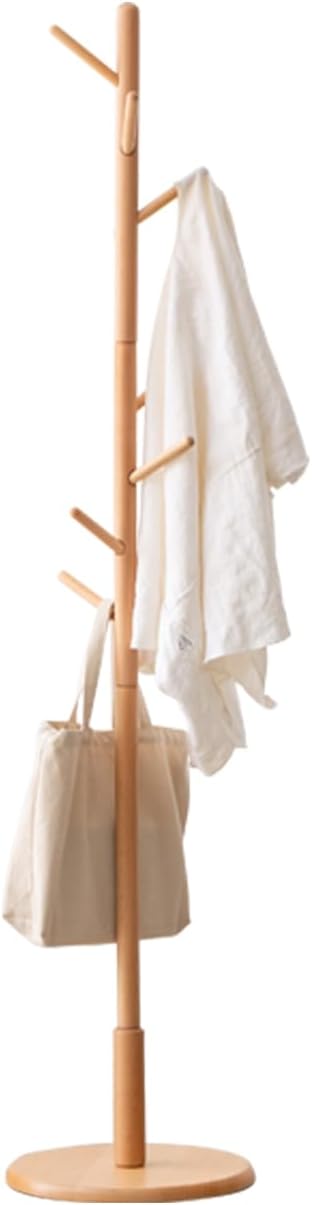 Solid Wood Coat Rack, Freestanding Coat Rack for Entryway, Hallway, Home Office, Living Room, Bedroom, 15" x 15" x 67.3", Beech Wood, Natural