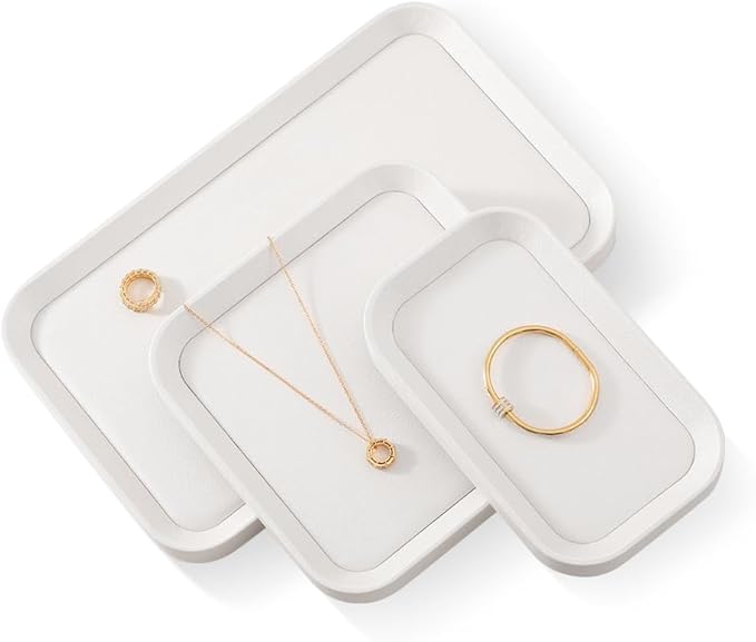 Yinbeini Ring Display, Leather Earring Organizer,Luxury Key Tray,Premium Decorative Tray,White Jewelry Dish