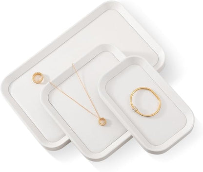 Yinbeini Ring Display, Leather Earring Organizer,Luxury Key Tray,Premium Decorative Tray,White Jewelry Dish