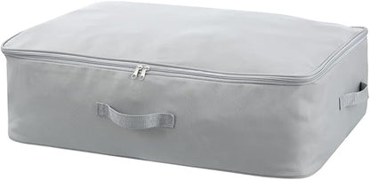 Comforter Clothes Storage Bag, 26.8 x 18 x 7.8 inches, 600D Oxford Fabric for Blanket, Quilt, Pillow, Bedding, Clothes, Sweater, Bedding, Foldable Zipper Container Tote, 2 Carrying Handles, Gray