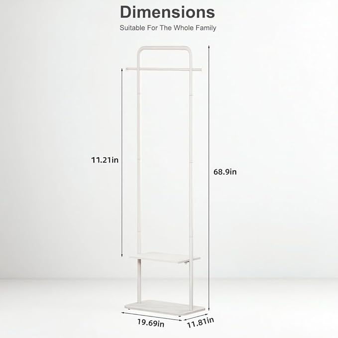 Clothing Rack, White Metal Freestanding Coat Rack, Modern Coat Rack Stand with Marble Base, Small Garment Rack for Boutiques, Entryway (White, 19.7")