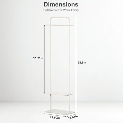 Clothing Rack, White Metal Freestanding Coat Rack, Modern Coat Rack Stand with Marble Base, Small Garment Rack for Boutiques, Entryway (White, 19.7")